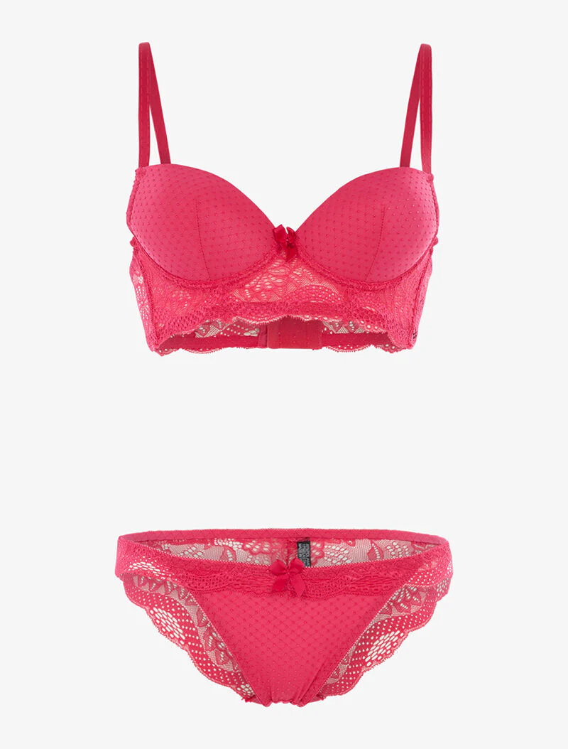 Ensemble soutien-gorge bustier - fushia