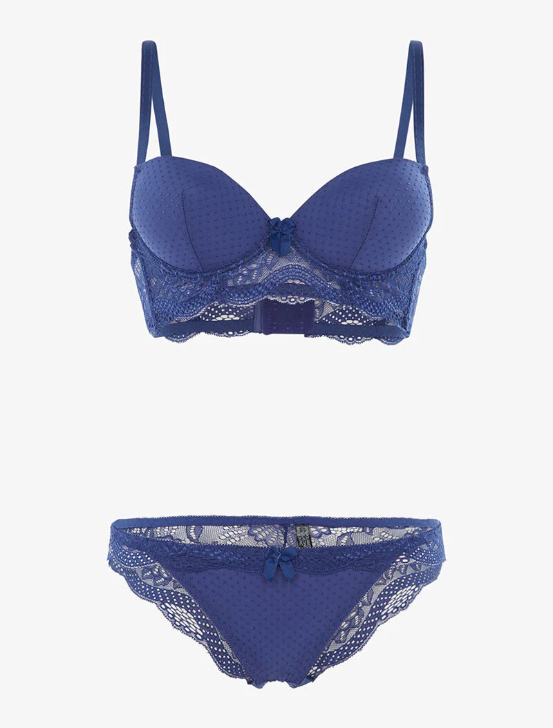Ensemble soutien-gorge bustier - bleu électrique