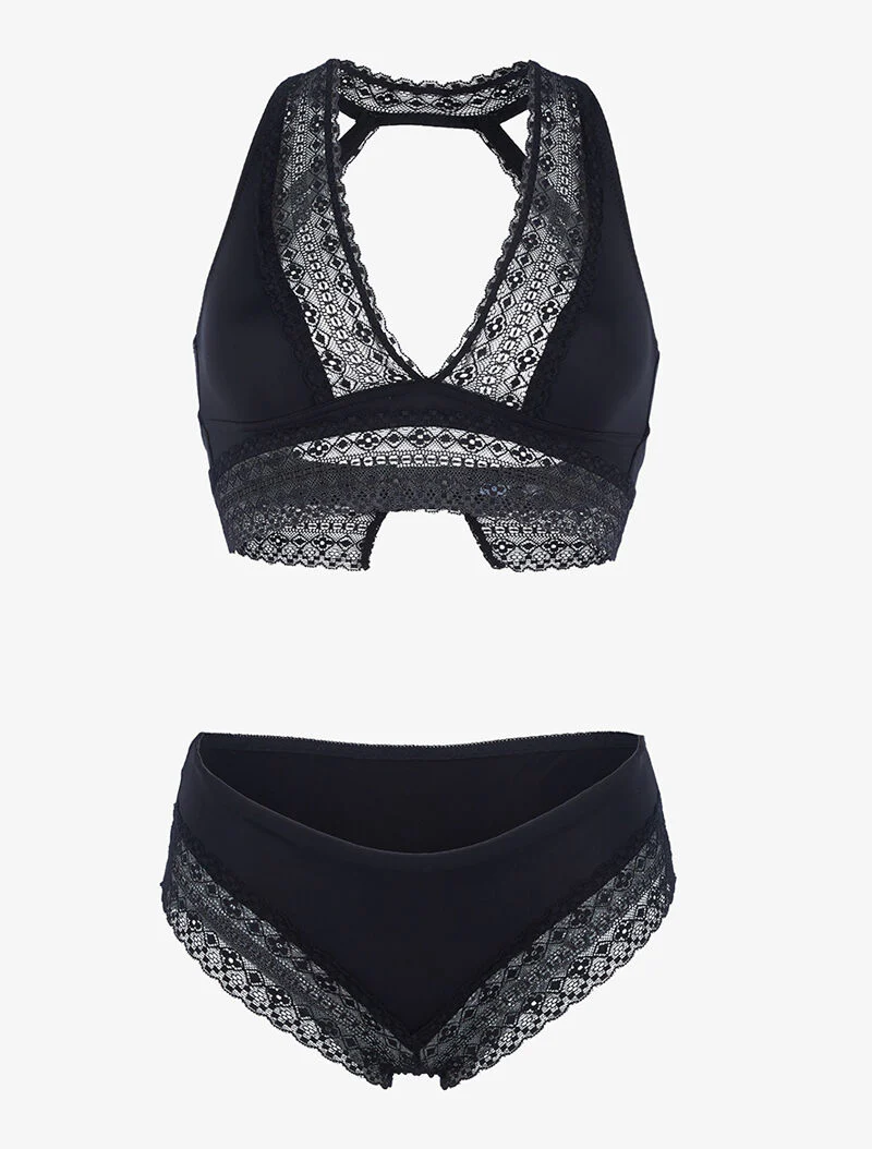 Ensemble soutien gorge bustier sans armatures - noir