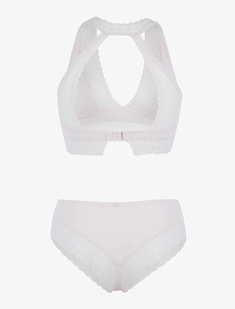 Ensemble soutien gorge bustier sans armatures - rose pâle - rose orange - Image 2