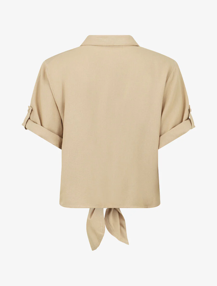 Ensemble top à nouer et pantalon - Beige - Image 3