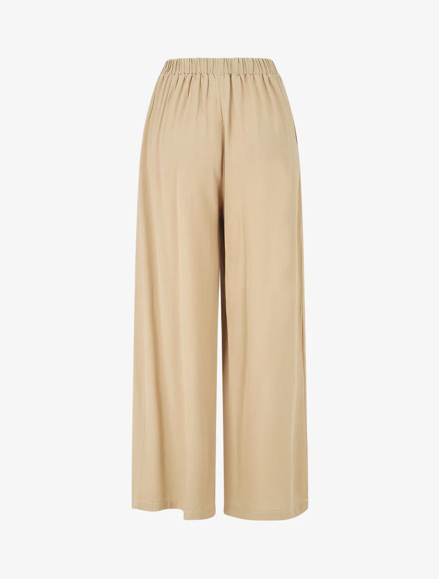 Ensemble top à nouer et pantalon - Beige - Image 5
