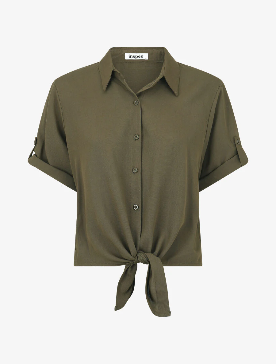 Ensemble top à nouer et pantalon - Kaki - Image 2