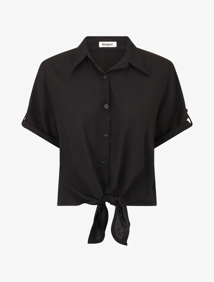 Ensemble top à nouer et pantalon - Noir - Image 2