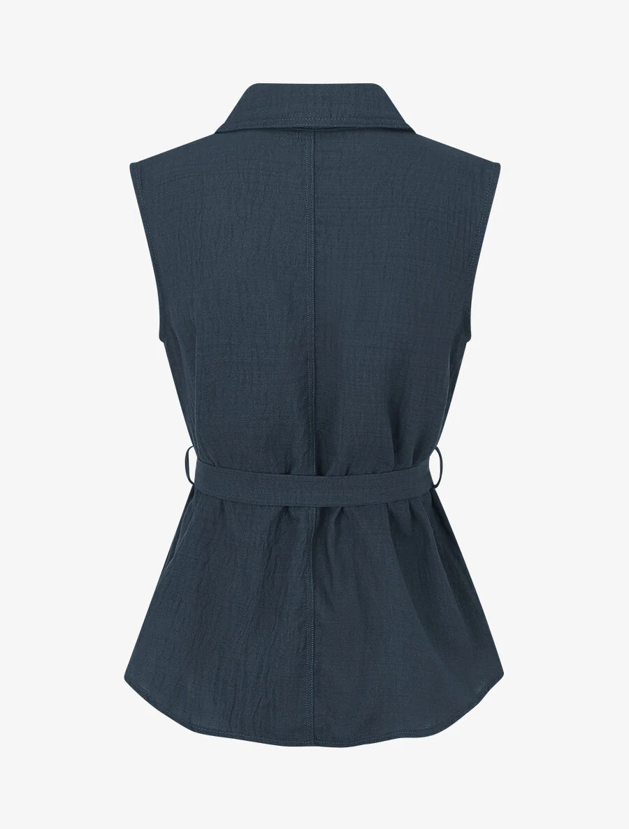 Ensemble top sans manches et pantalon - Bleu pétrole - Image 3