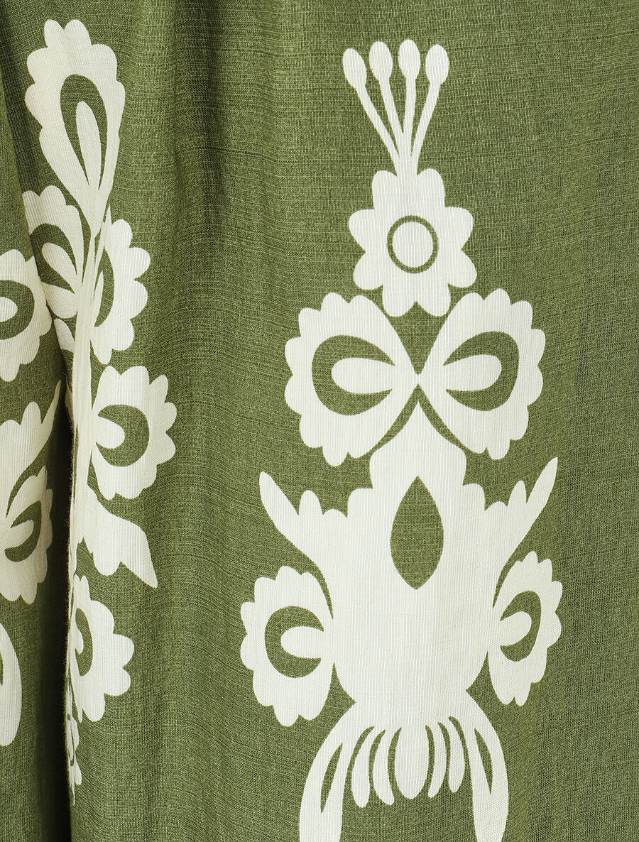 Ensemble top sans manches et pantalon imprimé ikat - Kaki - Image 6