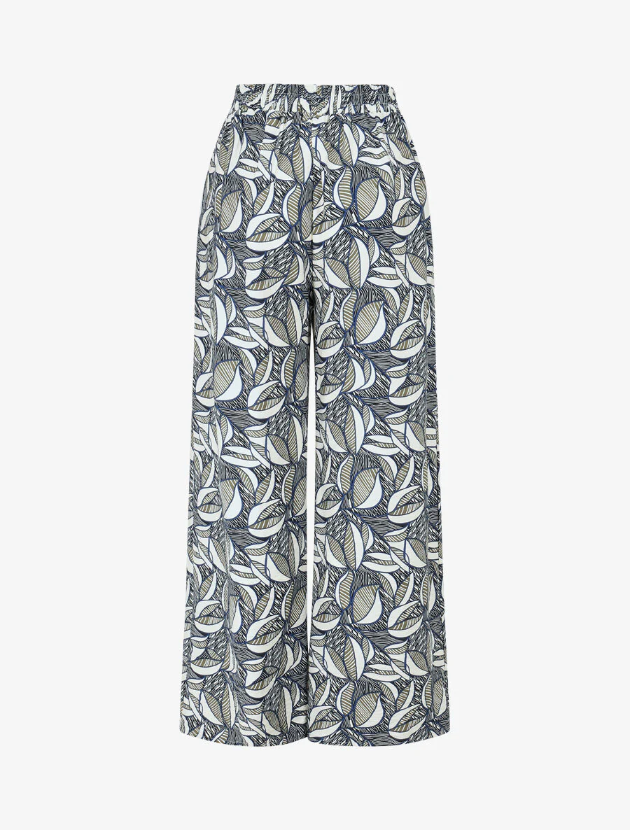 Ensemble top sans manches et pantalon imprimé wax - Marine - Image 5