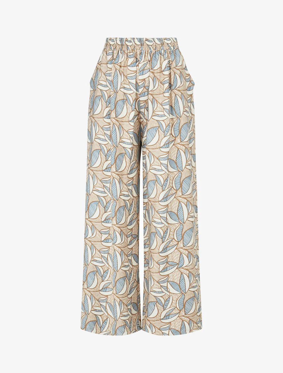 Ensemble top sans manches et pantalon imprimé wax - Beige - Image 4