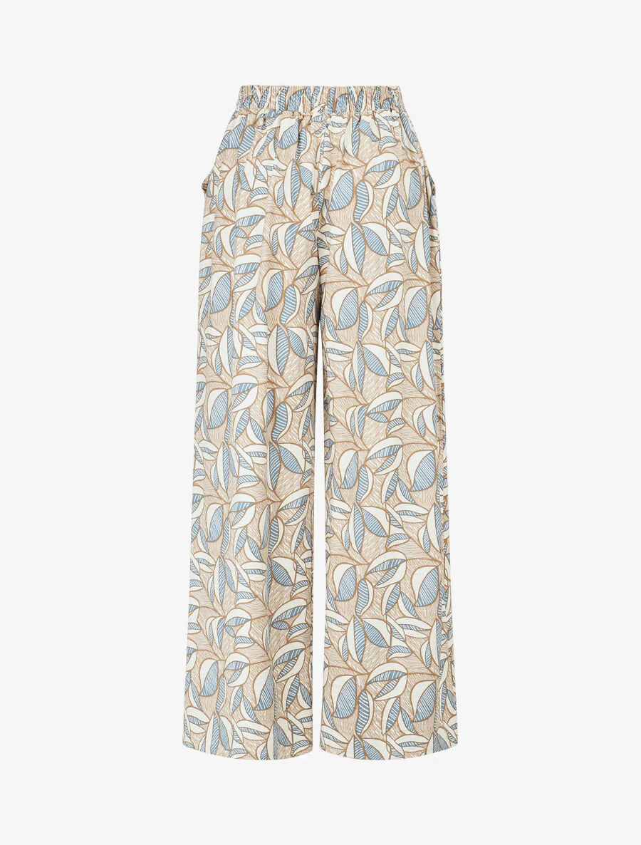 Ensemble top sans manches et pantalon imprimé wax - Beige - Image 5