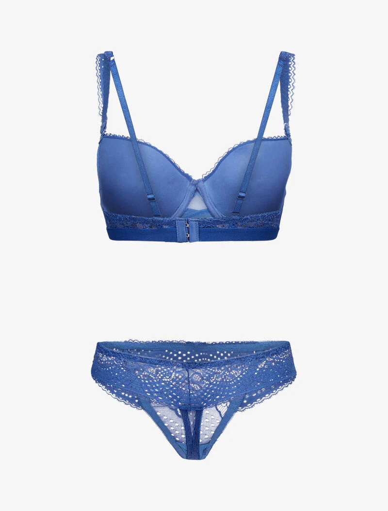 Ensembles à bretelles à bords dentelle - bleu - Image 2