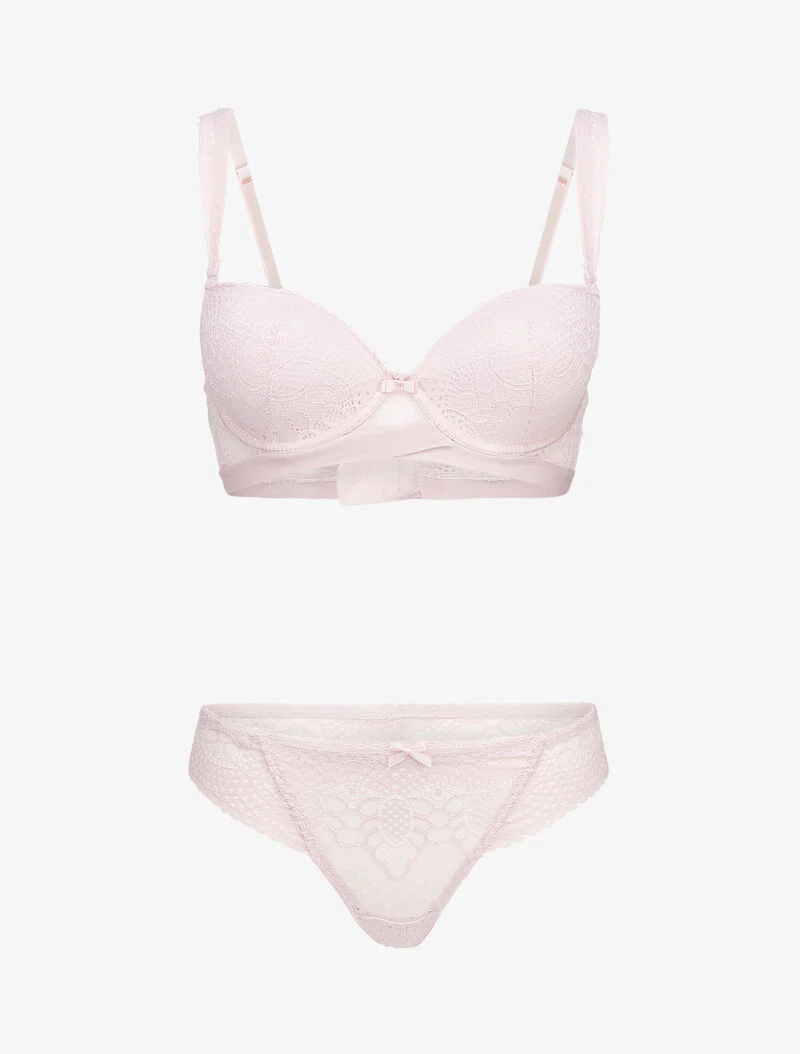 Ensembles à bretelles à bords dentelle - rose
