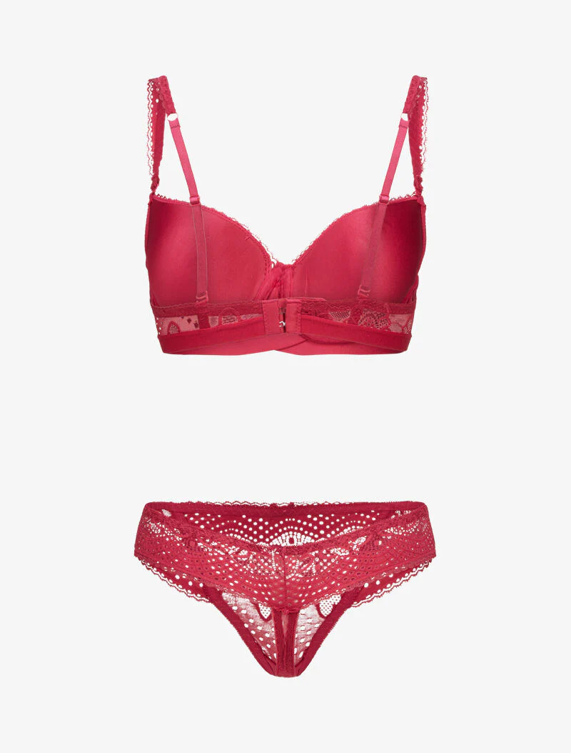 Ensembles à bretelles à bords dentelle - cerise - Image 2