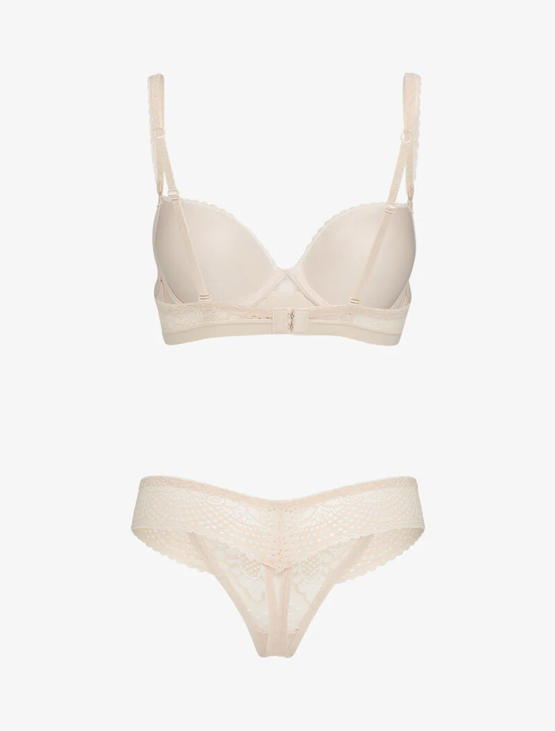 Ensembles à bretelles à bords dentelle - beige - Image 2