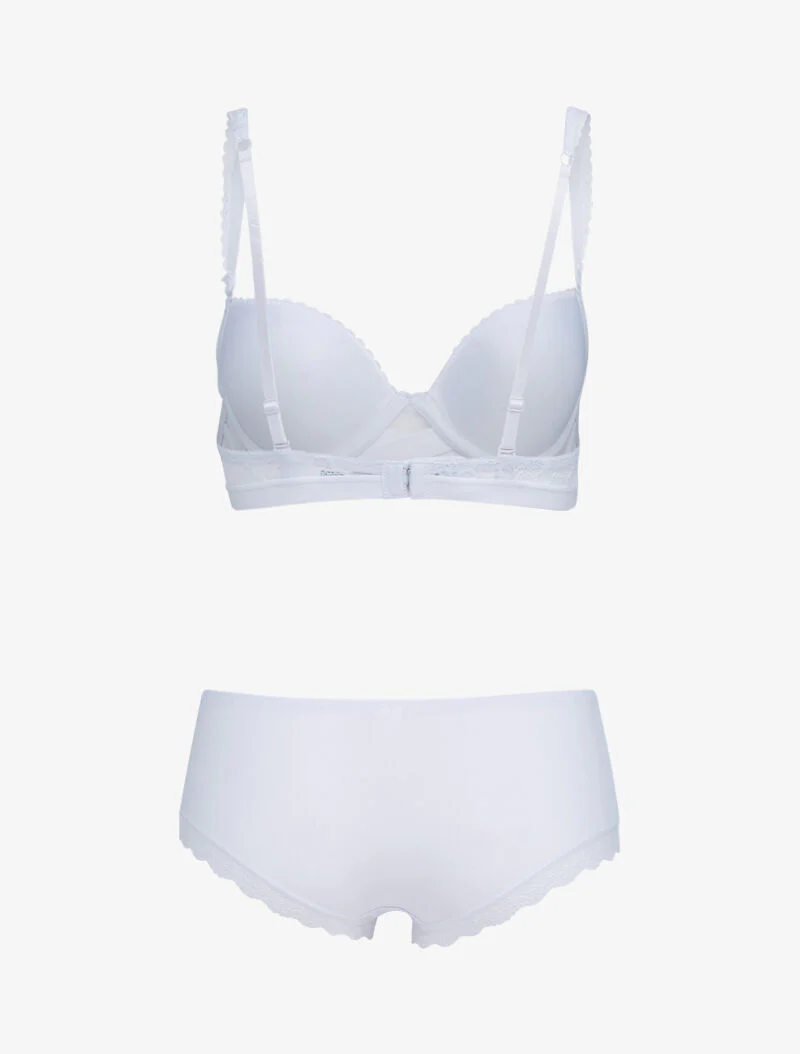 Ensembles à bretelles à bords dentelle et shorty ajouré - blanc - Image 2