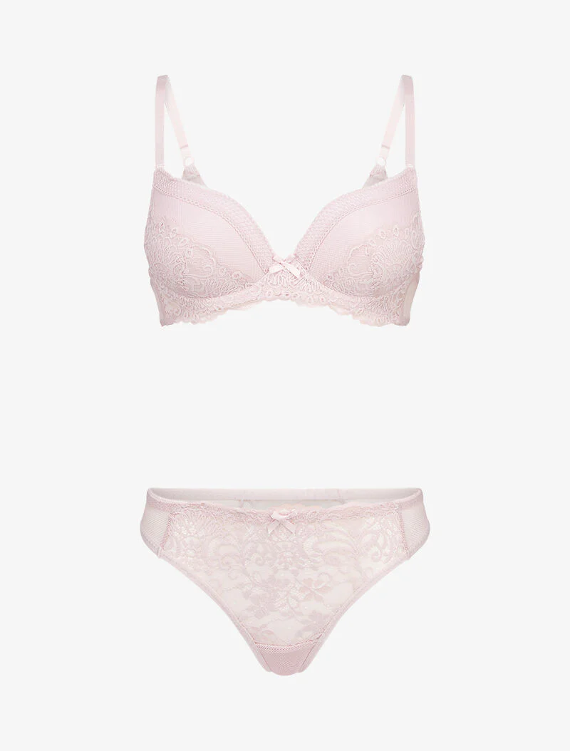 Ensembles à bretelles stylisées en dentelle - rose