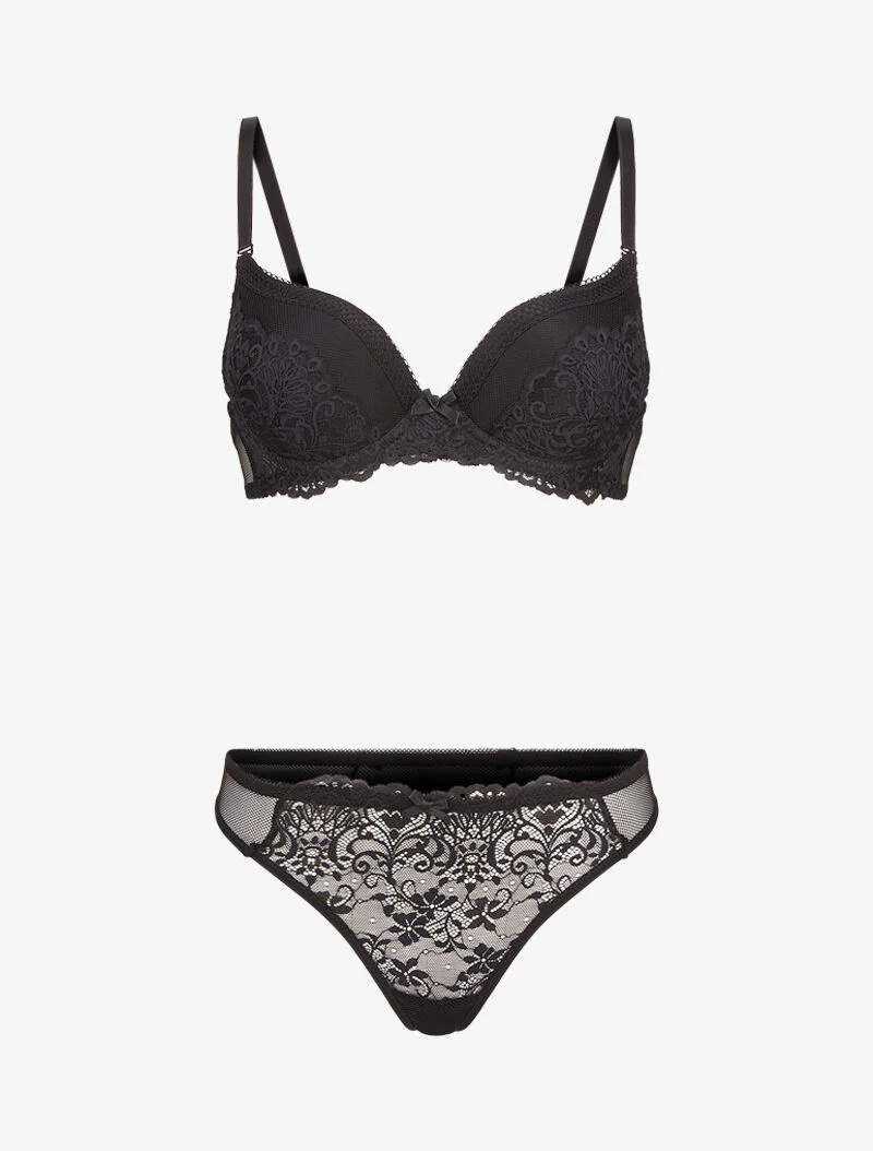Ensembles à bretelles stylisées en dentelle - noir