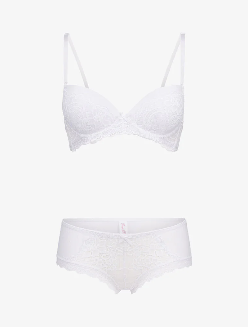 Ensembles en dentelle à shorty ajouré - blanc