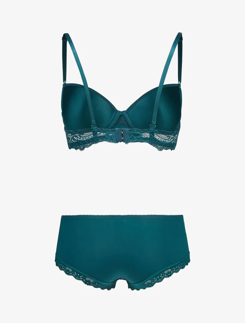 Ensembles en dentelle à shorty ajouré - bleu canard - Image 2