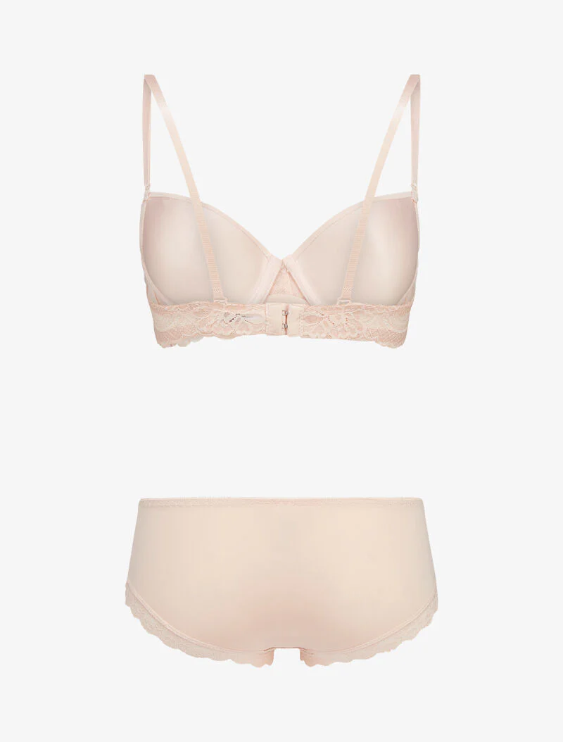 Ensembles en dentelle à shorty ajouré - nude - Image 2