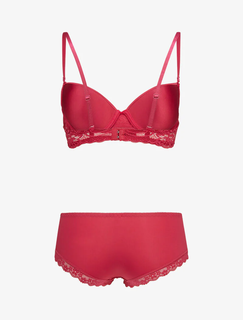 Ensembles en dentelle à shorty ajouré - cerise - Image 2