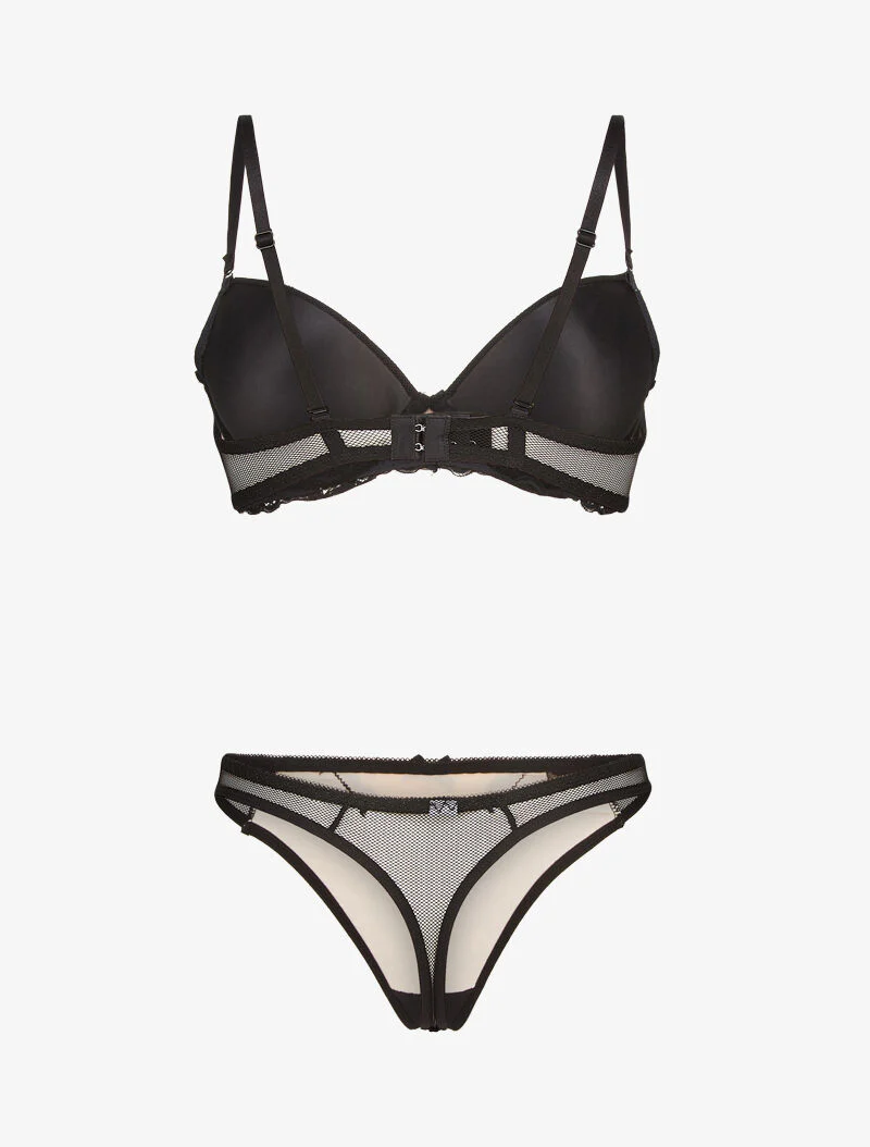 Ensembles en dentelle et résille - nude/noir - Image 2