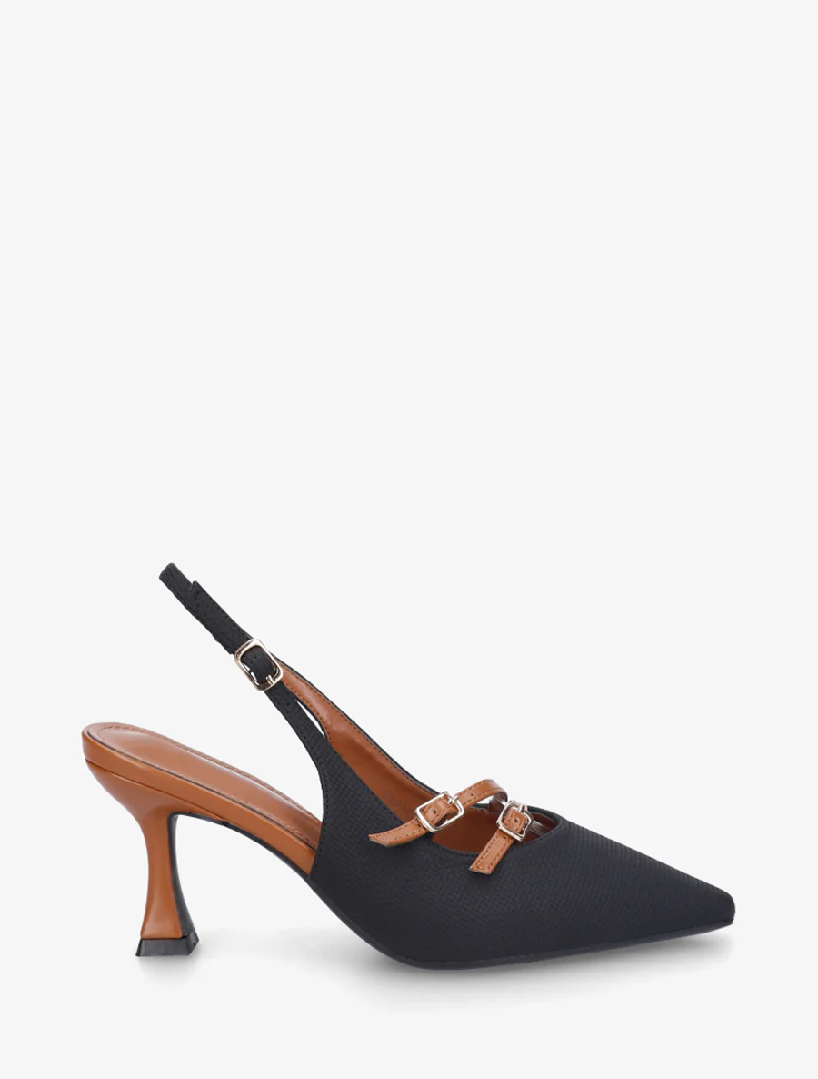 Escarpins en simili texturé à talon - Noir