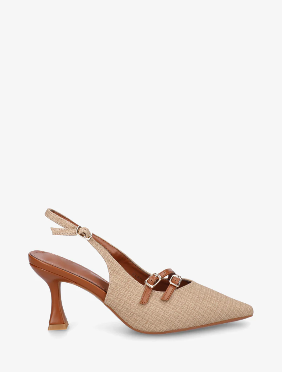 Escarpins en simili texturé à talon - Beige foncé