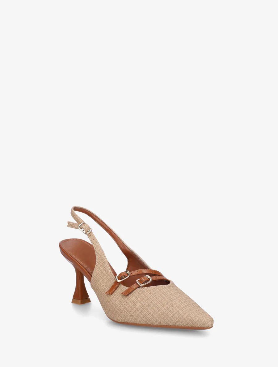 Escarpins en simili texturé à talon - Beige foncé - Image 2