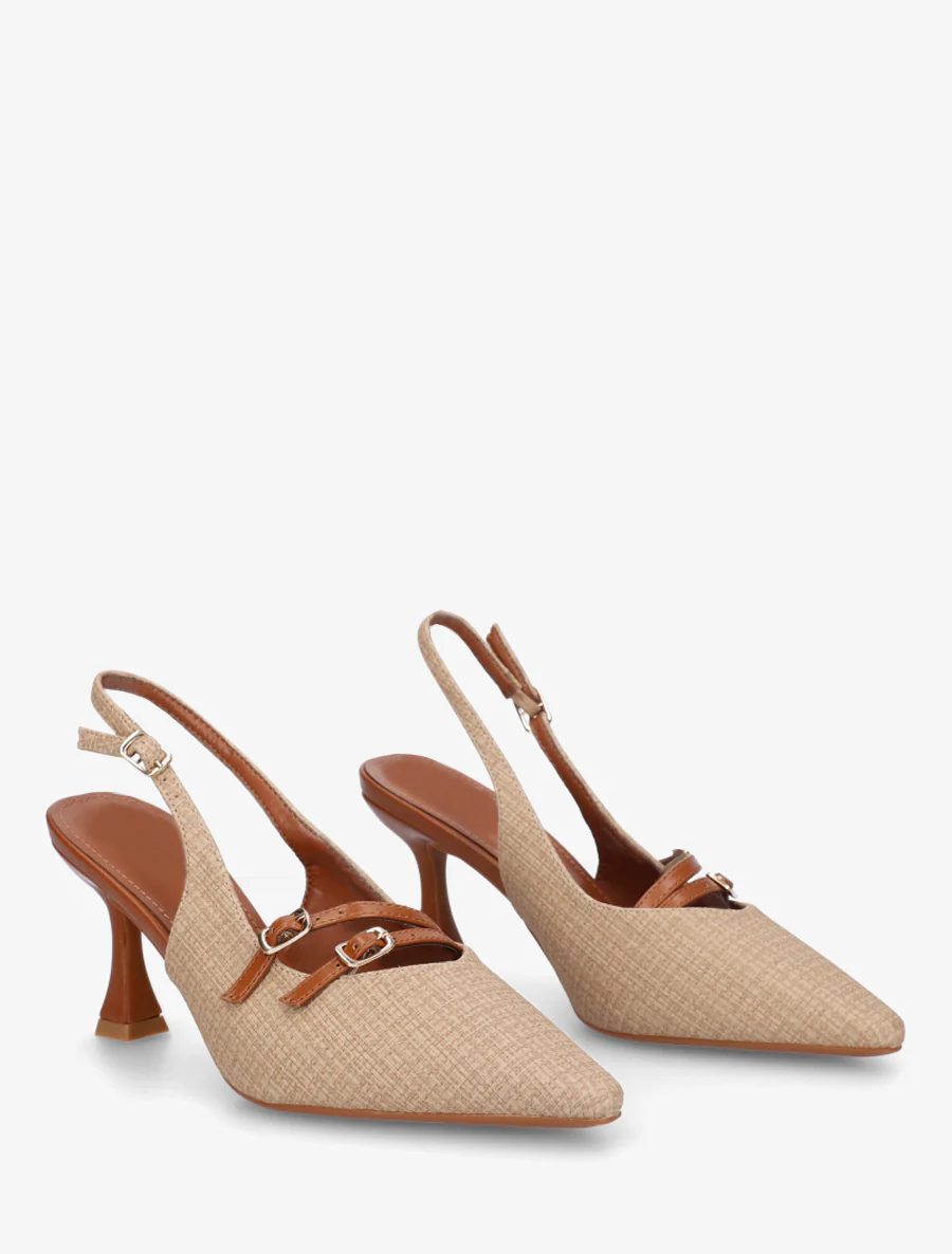 Escarpins en simili texturé à talon - Beige foncé - Image 4