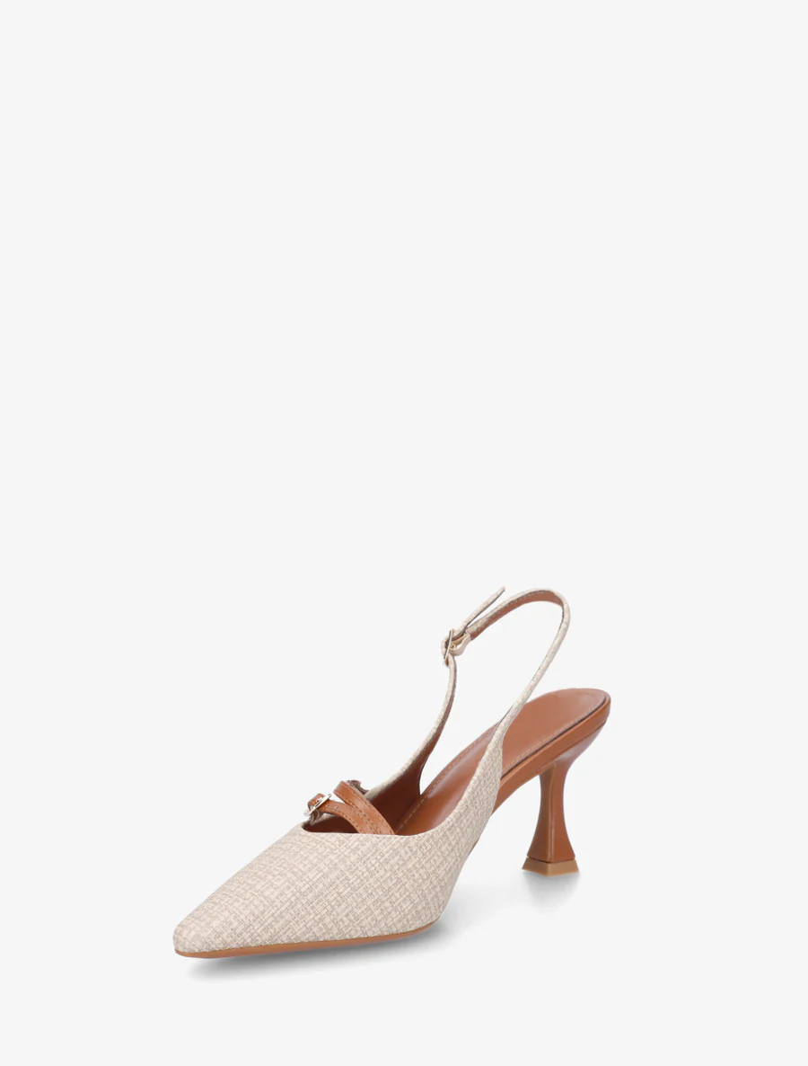 Escarpins en simili texturé à talon - Beige clair - Image 3