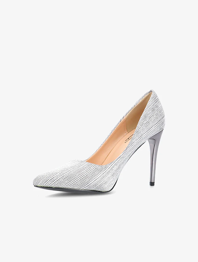 Escarpins striés à paillettes - argent foncé - Image 3
