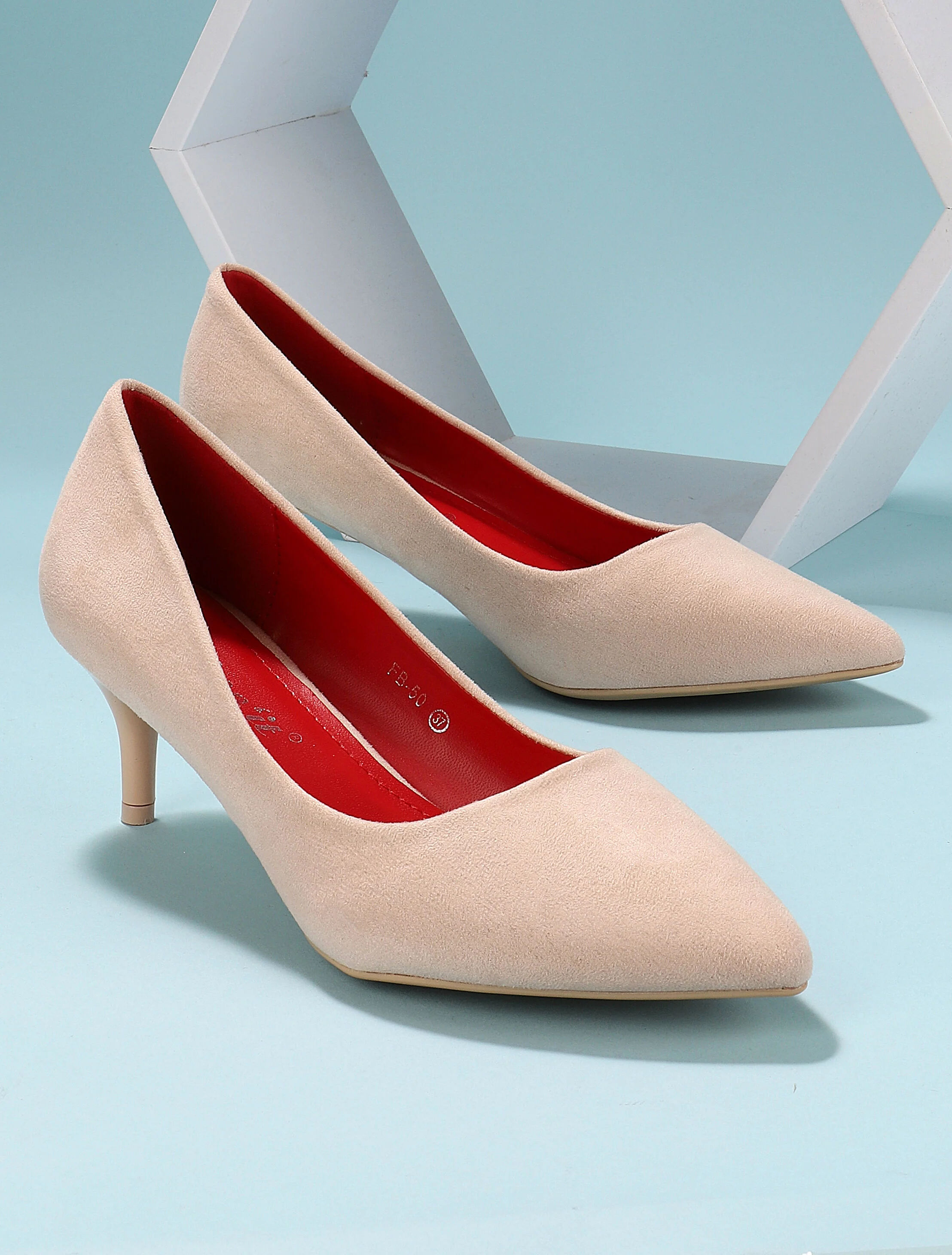Escarpins suédés unis - beige rosé - Image 6