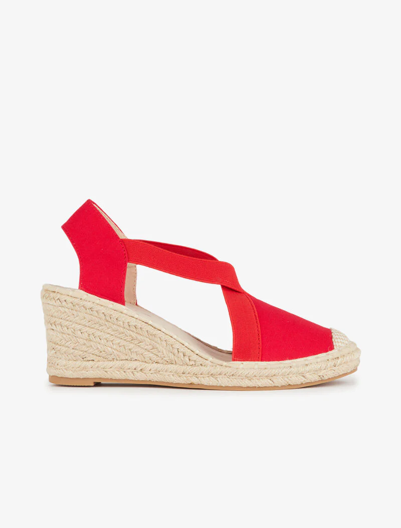 Espadrilles compensées élastiquées - rouge - Image 2
