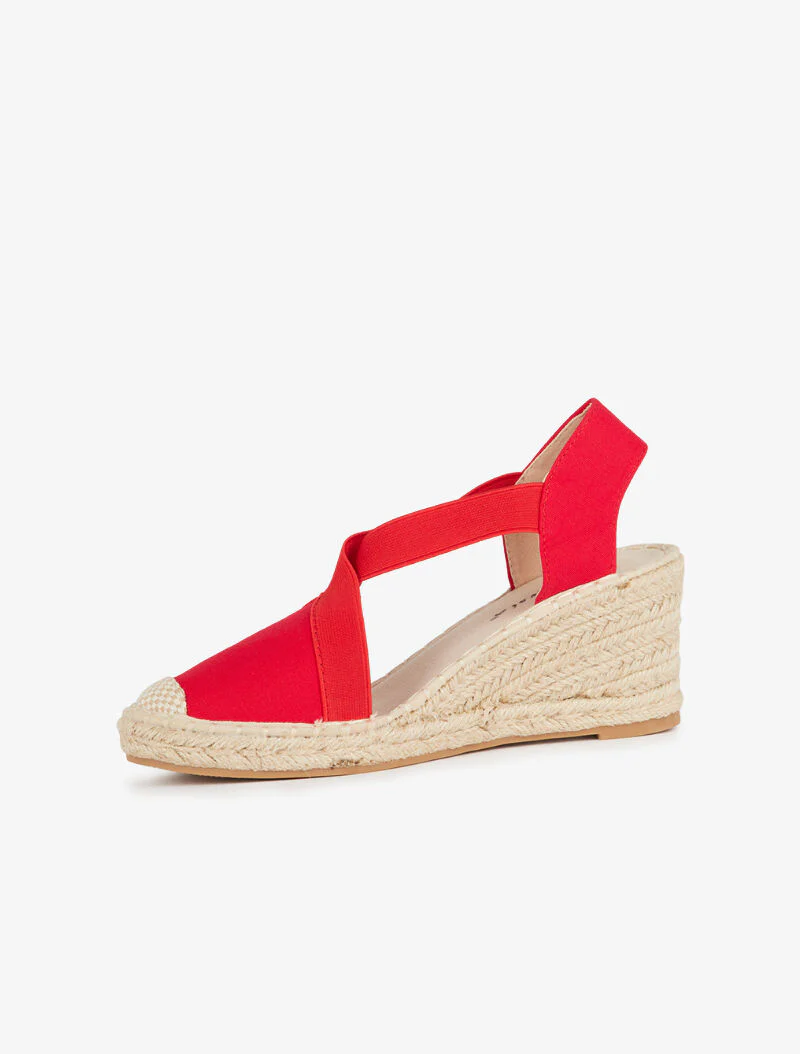 Espadrilles compensées élastiquées - rouge - Image 4