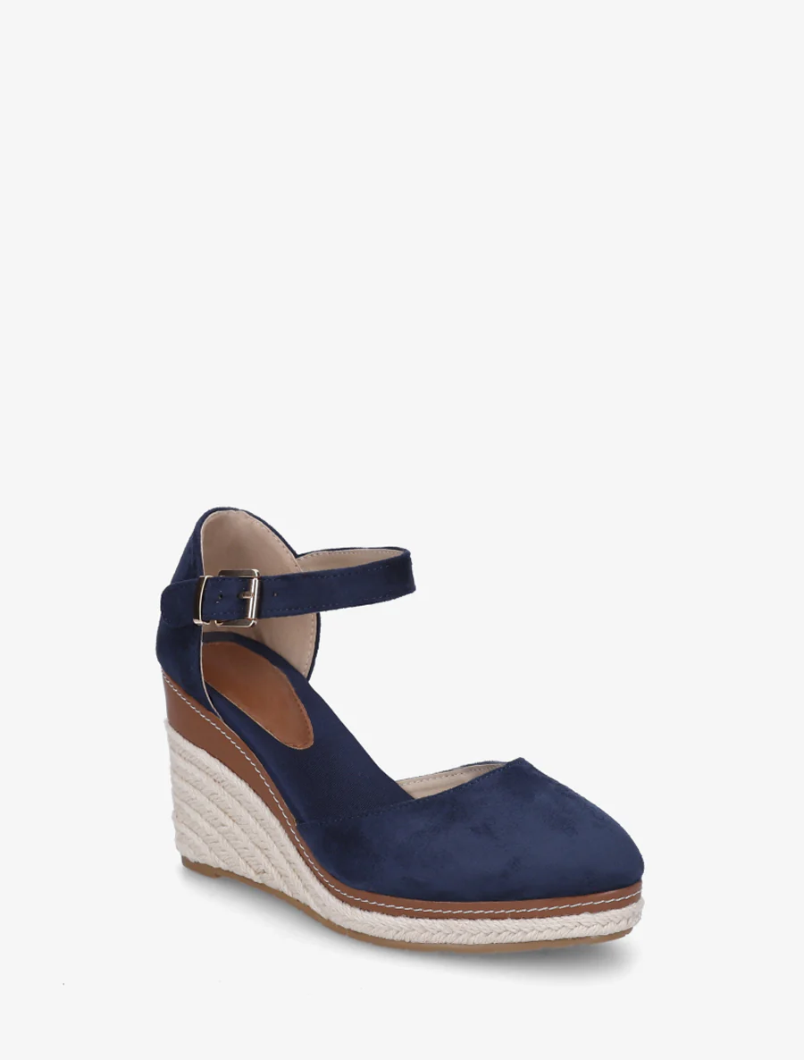 Espadrilles compensées en suédine - Marine - Image 2