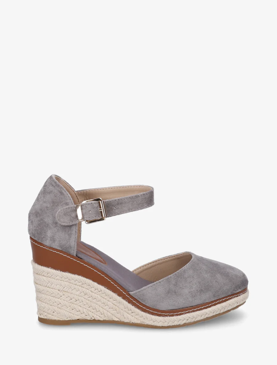 Espadrilles compensées en suédine - Gris