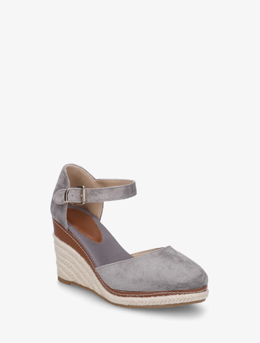 Espadrilles compensées en suédine - Gris - Image 2