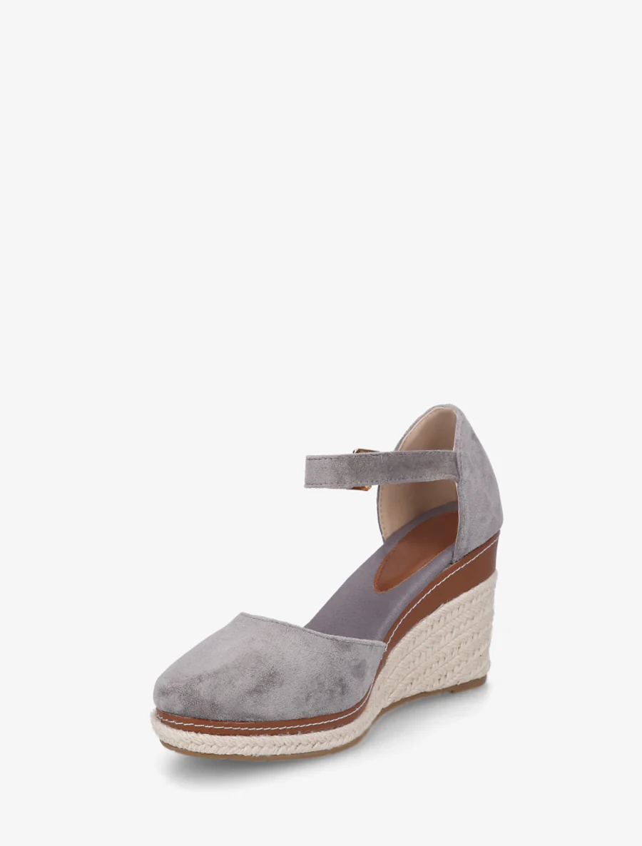 Espadrilles compensées en suédine - Gris - Image 3