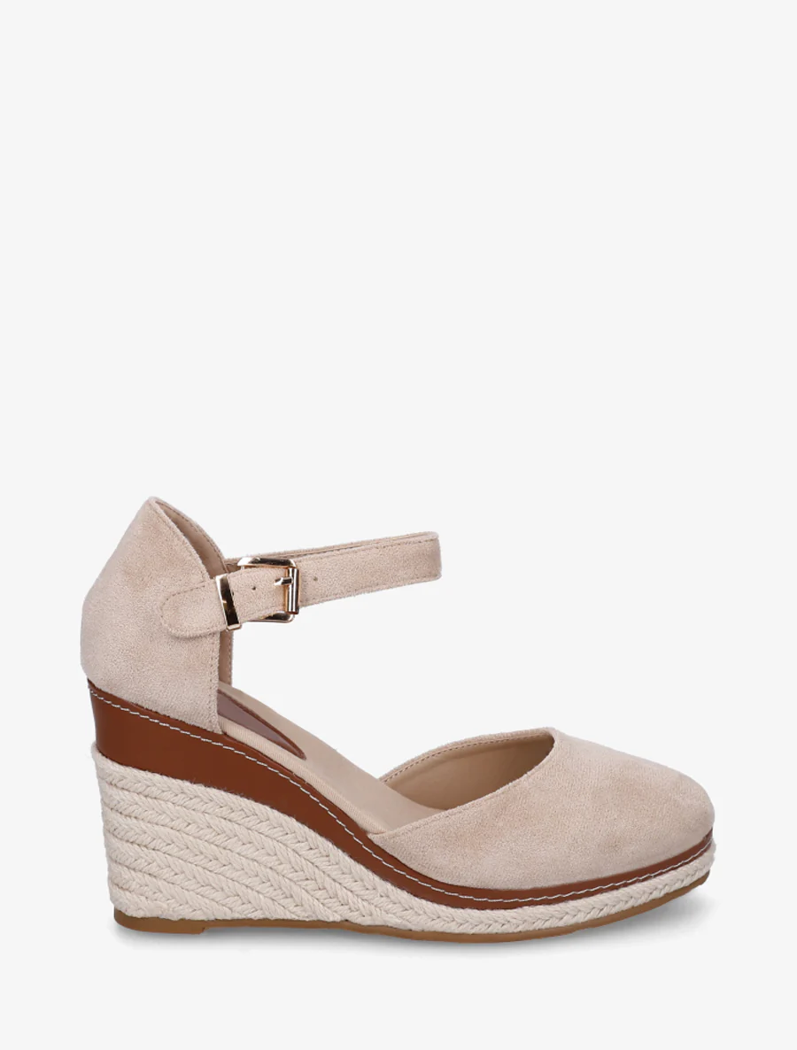Espadrilles compensées en suédine - Beige