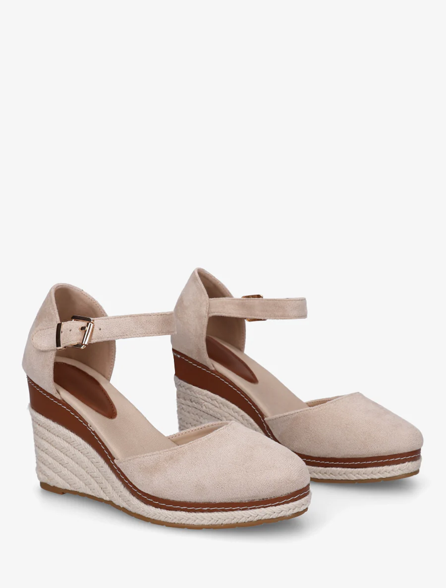 Espadrilles compensées en suédine - Beige - Image 4