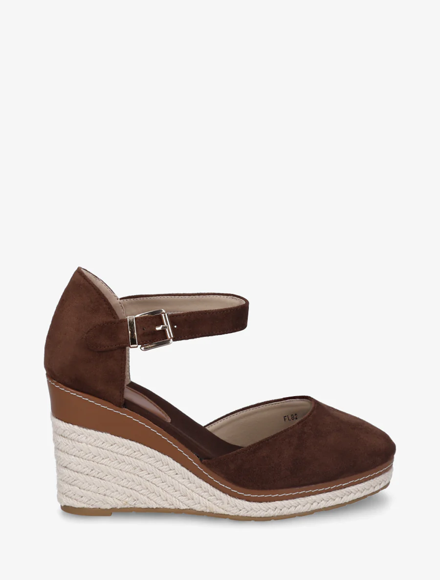 Espadrilles compensées en suédine - Marron