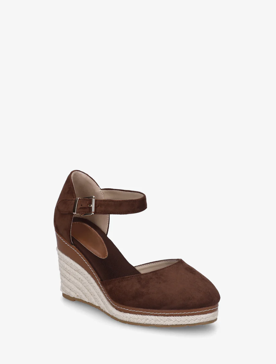 Espadrilles compensées en suédine - Marron - Image 2