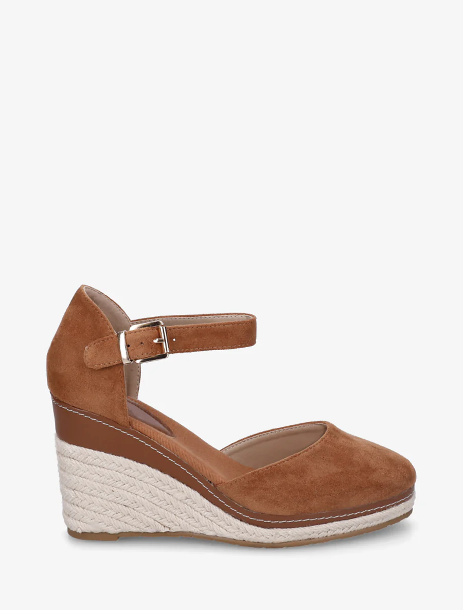 Espadrilles compensées en suédine - Camel