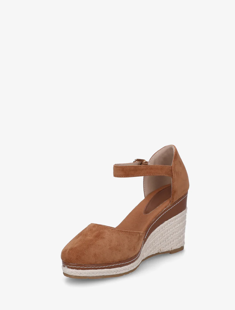 Espadrilles compensées en suédine - Camel - Image 3