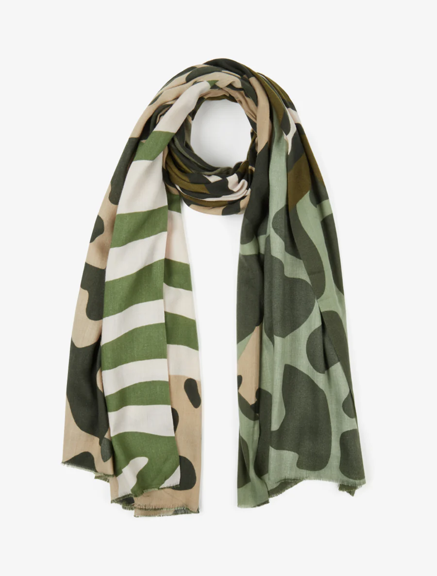 Foulard à imprimé abstrait - Kaki
