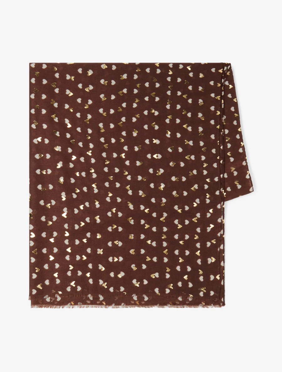 Foulard à imprimé coeurs irisés - Marron - Image 2