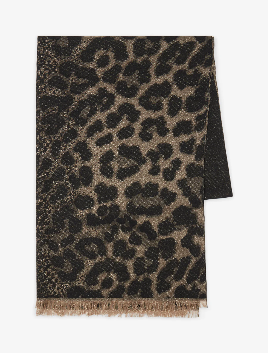Foulard à imprimé léopard irisé - Noir - Image 2