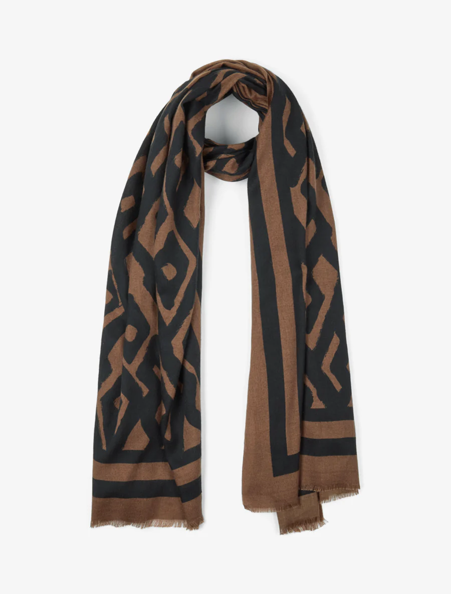 Foulard à motif graphique - Marron