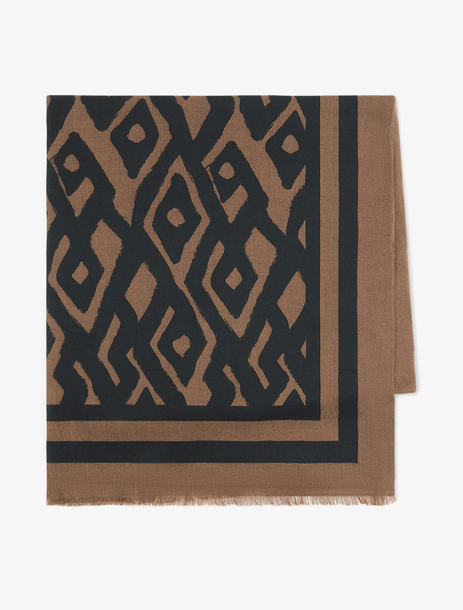 Foulard à motif graphique - Marron - Image 2