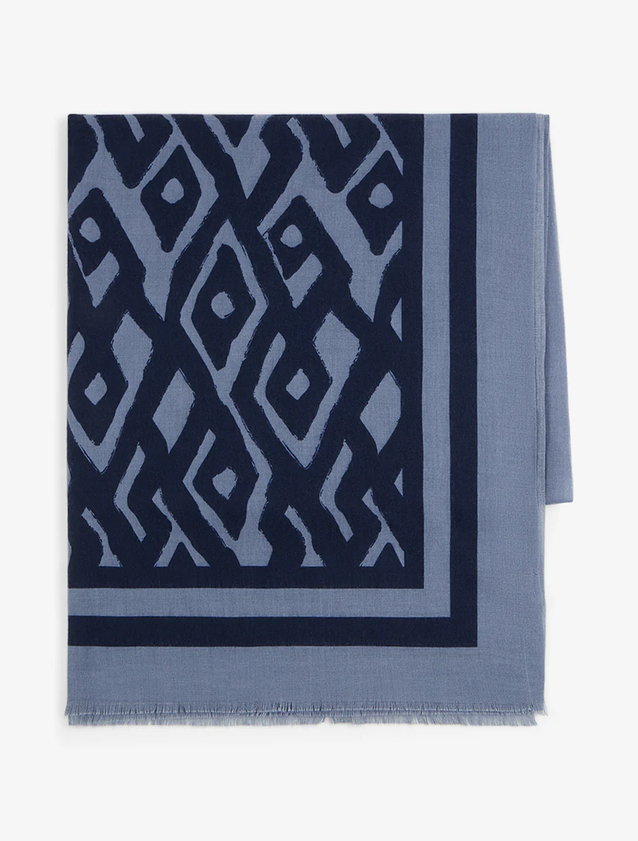 Foulard à motif graphique - Bleu - Image 2